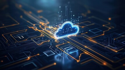 Poster - Futuristic visualization of cloud computing technology highlighting the rapid advancements and innovation shaping the digital transformation landscape across industries and global networks