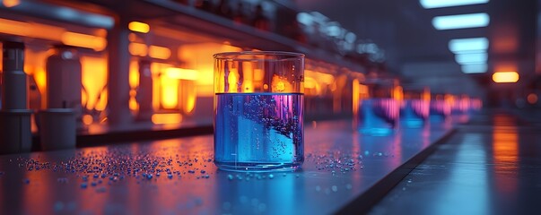 Poster - Glowing Beakers and Water Purification Technology in a Futuristic Laboratory