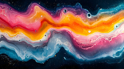 Aufkleber - Vibrant Abstract Fluid Art Background with Cosmic Swirls