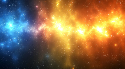 Poster - Vibrant Glowing Nebula Space Background with Blue Orange and Yellow Hues