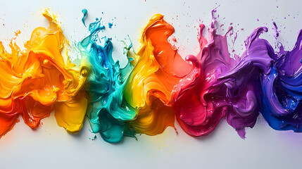 Poster - Vibrant Rainbow Paint Splashes Abstract Art Background