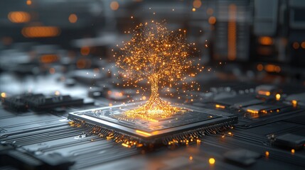 Poster - Futuristic digital fusion of a neural brain and technological elements representing the convergence of intelligence neural networks and advanced computational systems  This abstract glowing