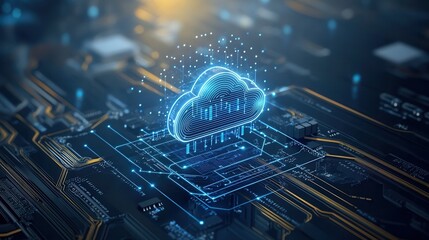 Poster - Futuristic digital network representation showcasing advanced cloud computing data connectivity and the evolution of digital infrastructure