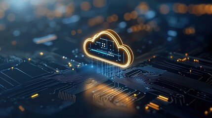 Poster - Futuristic digital network representation with an advanced intelligence system and cybersecurity concepts  of a cloud based digital infrastructure data processing and information technology