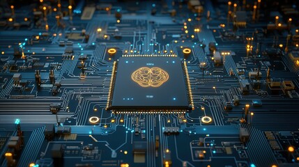Poster - Futuristic AI Powered Technological Landscape with Intricate Circuits and Hybrid Organic Elements