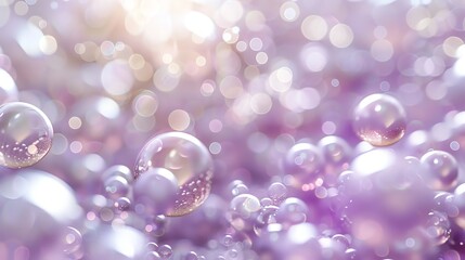 Poster - Abstract background of white and purple bokeh with bubbles in the foreground.