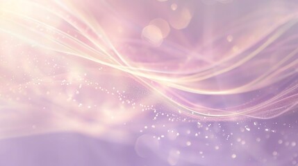 Poster - An abstract background with wavy lines and light orbs in soft pink and yellow tones.