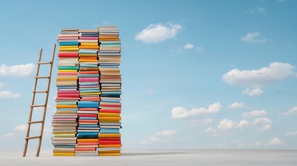 Poster - Uplifting and Motivational Concept of Education as a Pathway to Knowledge and Success  Staircase of books symbolizing the journey of learning growth and achievement through scholarly pursuits