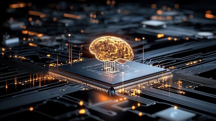 Poster - Visionary AI human Fusion Depicting Digital Brain and Circuitry Showcasing the Convergence of Technology Intelligence and Human Potential