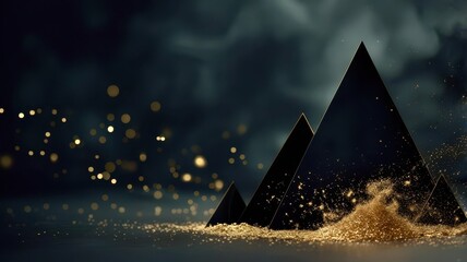 Poster - A black mountain with gold dust on it