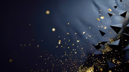 Poster - A black background with gold glitter and triangles