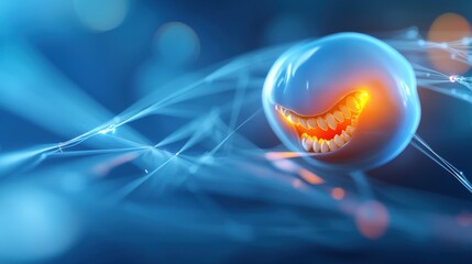 Poster - Vibrant digital creature virtual realm 3d animation futuristic environment close-up view conceptual art for technology enthusiasts
