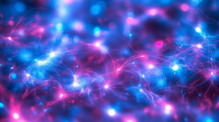 Poster - Bright electric hues of pink and blue intertwine, creating a captivating display of energy movement. This cosmic artwork evokes a sense of wonder and infinite possibilities in a cosmic realm