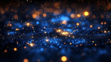 Wall Mural - Blue and gold glitter bokeh sparkles background