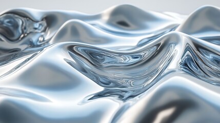 Wall Mural - liquid metal abstract: chrome waves texture background