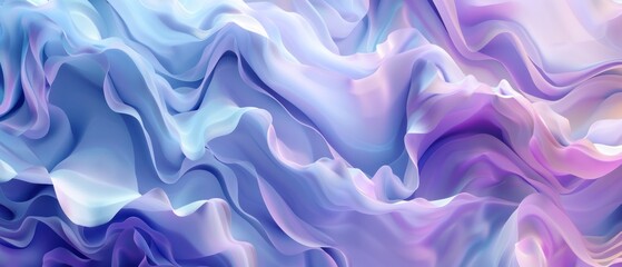 Wall Mural - 3d render minimal abstract background with blue, purple and white colors flowing shapes waves soft l