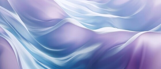 Wall Mural - 3d render, abstract background with blue, purple and white colors flowing shapes waves soft light vi