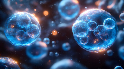 Poster - Abstract Glowing Spheres Digital Design