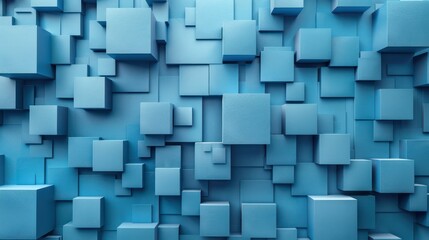 Poster - abstract tile blue wallpaper square cube modern geometry shape backgrounds light wall minimalist.