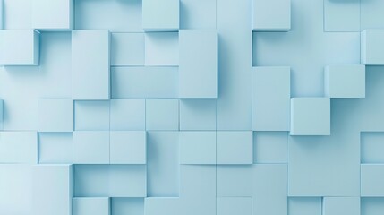 Poster - abstract blue wallpaper square cube modern geometry shape backgrounds light wall minimalist.