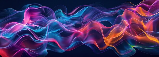 Poster - abstract dark background with colorful wavy lines on it abstract colorful wavy lines gradient.