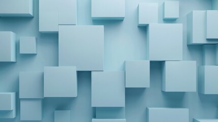 Poster - abstract tile blue wallpaper square cube modern geometry shape backgrounds light wall minimalist.