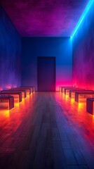 Poster - Surreal Classroom Where Ideas Grow from Glowing Desks Representing Birth of Innovation