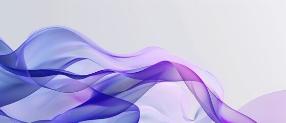 Poster - Soft transparent thin purple violet white wallpaper smooth curve flow wave ripple horizontal.