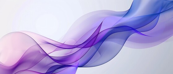 Poster - Soft transparent thin purple violet white wallpaper smooth curve flow wave ripple horizontal.
