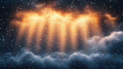 Wall Mural - Celestial beams pierce night clouds, starry backdrop