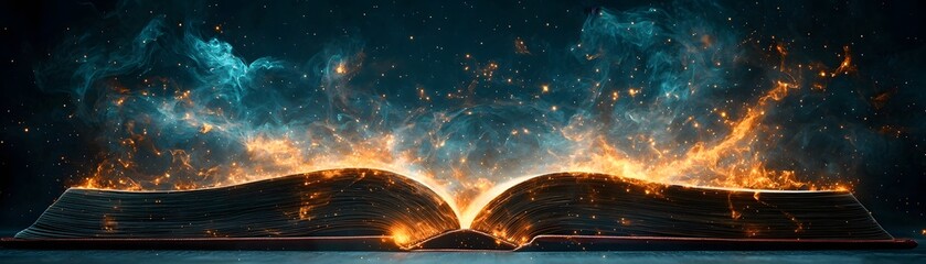 Poster - Surreal Open Book with Glowing Staircase Leading to Starry Sky Concept