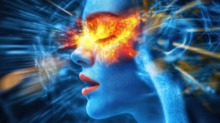 Poster - Dynamic vision transformation digital realm abstract art futuristic environment close-up viewpoint inner energy concepts