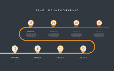 Wall Mural - business road map timeline infographic concept. with icons and 8 options, workflow layout, diagram, 