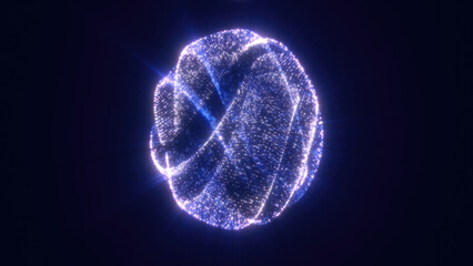 Wall Mural - a blue sphere dotted with lights, floating in a dark expanse, reminiscent of a celestial body in a d