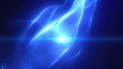 Poster - A mesmerizing blue energy form, with a soft glow and particle texture, resembling cosmic or mystical energy background