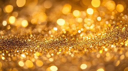 Poster - A luxurious golden glitter bokeh background with soft light, perfect for elegant and festive design projects