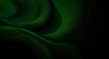 Aufkleber - Abstract flowing emerald green waves on a dark backdrop create a sense of movement and depth. Swirling lines evoke nature and tranquility.