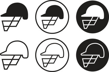 Poster - Set of helmet icons in flat and outline styles. Safety cap equipment vectors illustration. Cricket hat business concept signs for website and mobile apps designs isolated on transparent background.
