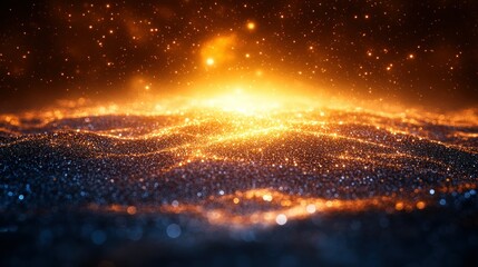 Wall Mural - glowing cosmic dust waves across dark space