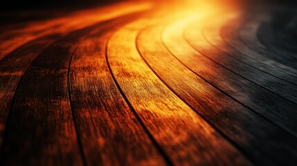 Wall Mural - Glowing Curved Wooden Path, Abstract Background