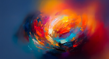 Poster - Abstract swirl of vibrant colors on a dark backdrop. A dynamic blend of hues creates a visually stunning and artistic representation.
