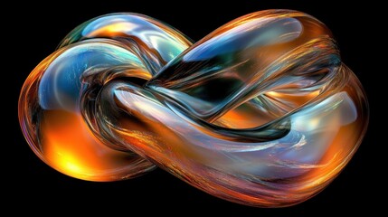 Abstract glass infinity symbol, vibrant colors.