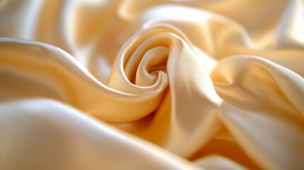 Poster - Soft golden silk fabric folded in a swirl, elegant background for textiles, luxury