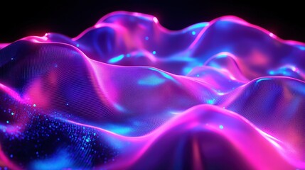 Fototapete - Vibrant abstract waves of light in pink and blue hues creating a dynamic visual landscape