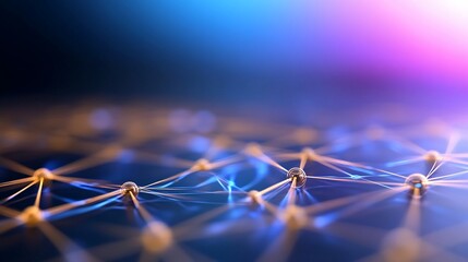 Poster - Abstract network connection with blue and violet background for technology use