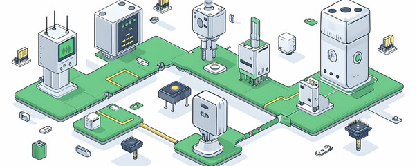 Poster - IoT device circuit board illustration