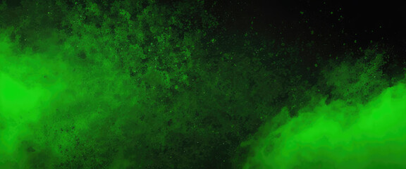 Wall Mural - abstract magic green dust background over black