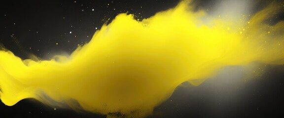 Wall Mural - abstract magic yellow dust background over black