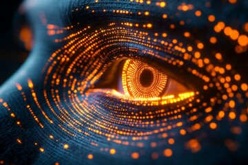 Aufkleber - Digital eye showcasing intricate patterns and luminous colors in a futuristic design