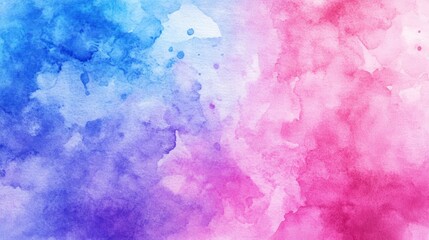 Poster - Vibrant watercolor abstract blending blue and pink hues, creating a colorful backdrop for design